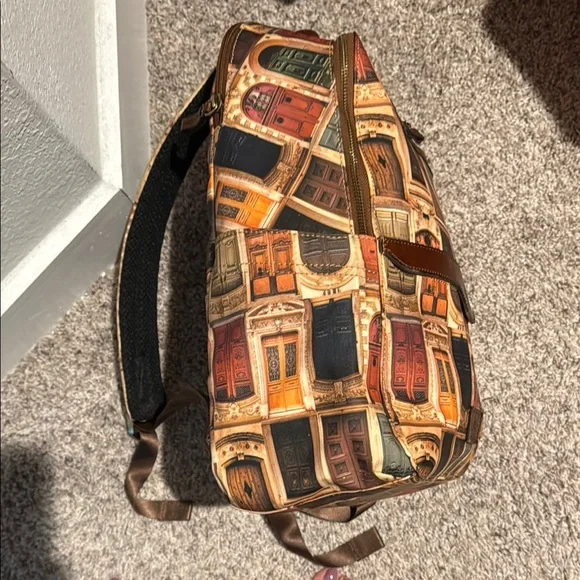 Patricia Nash Brown Architectural Print Backpack - Picture 4 of 7